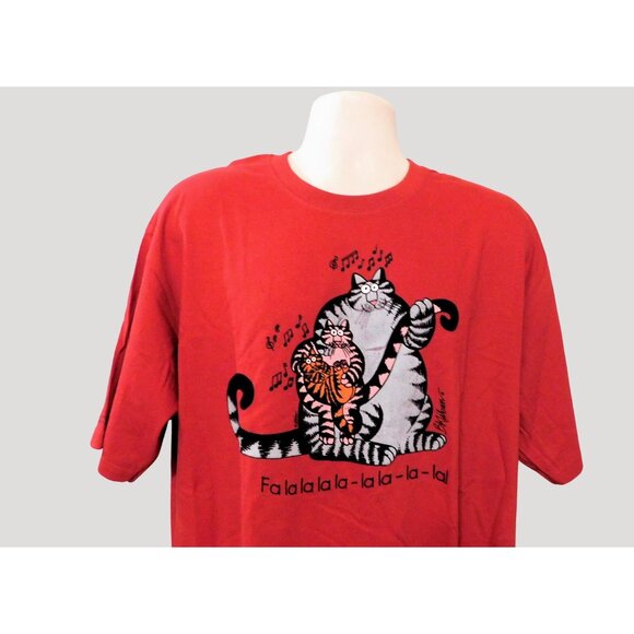 Crazy Shirts Kliban Cat Christmas T-Shirt XL Red Short Sleeve Festive Holiday - Picture 2 of 9